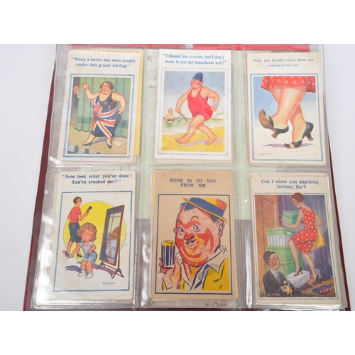 471 - Donald McGill - A collection in album (x220) of comic postcards all with his signature. From the mos... 