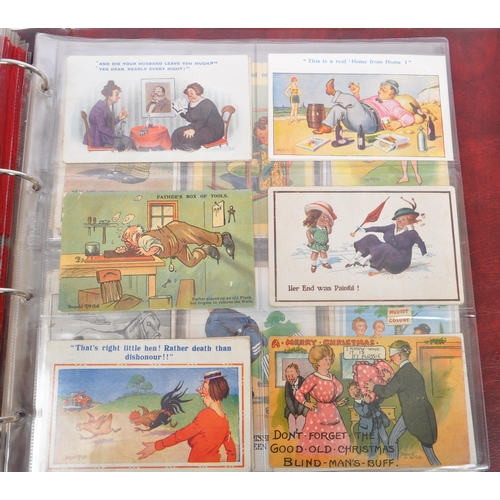 471 - Donald McGill - A collection in album (x220) of comic postcards all with his signature. From the mos... 