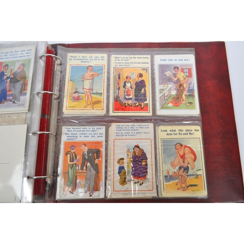 471 - Donald McGill - A collection in album (x220) of comic postcards all with his signature. From the mos... 