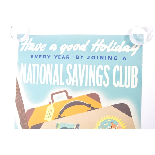 473 - A vintage mid 20th century circa 1950s National Savings Club advertisement poster. The poster with s... 