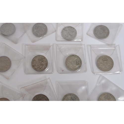 478 - A collection of 20th century post 1947 (1948-1964) Queen Elizabeth II two shilling coins.