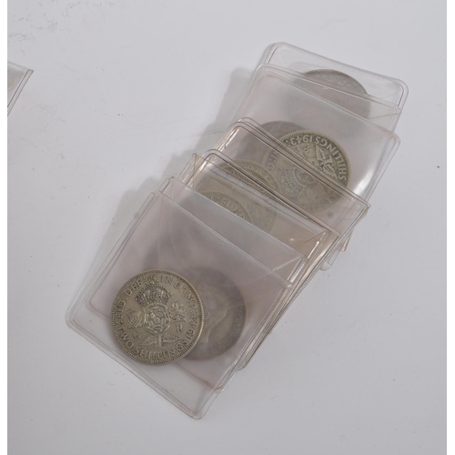 478 - A collection of 20th century post 1947 (1948-1964) Queen Elizabeth II two shilling coins.