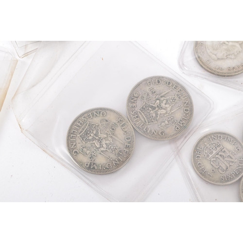 481 - A collection of pre-1947 1940s British coins to include approx twenty sixpence coin & thirty once sh... 