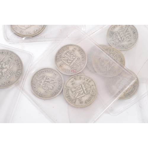 481 - A collection of pre-1947 1940s British coins to include approx twenty sixpence coin & thirty once sh... 