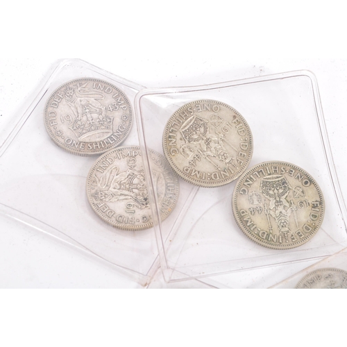 481 - A collection of pre-1947 1940s British coins to include approx twenty sixpence coin & thirty once sh... 