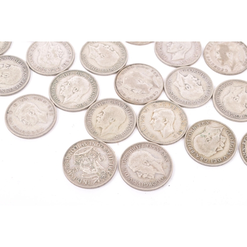 484 - A collection of approximately 66 pre-1947 1920s, 1930s & 1940s British one shilling coins. Mixed sil... 