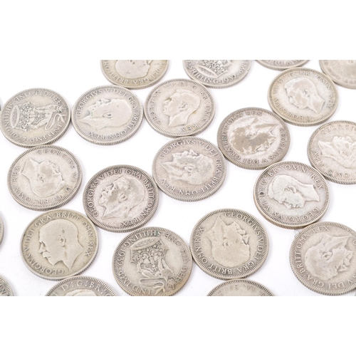 484 - A collection of approximately 66 pre-1947 1920s, 1930s & 1940s British one shilling coins. Mixed sil... 