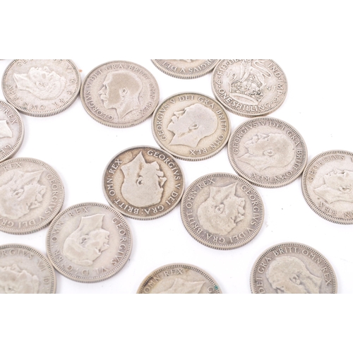 484 - A collection of approximately 66 pre-1947 1920s, 1930s & 1940s British one shilling coins. Mixed sil... 