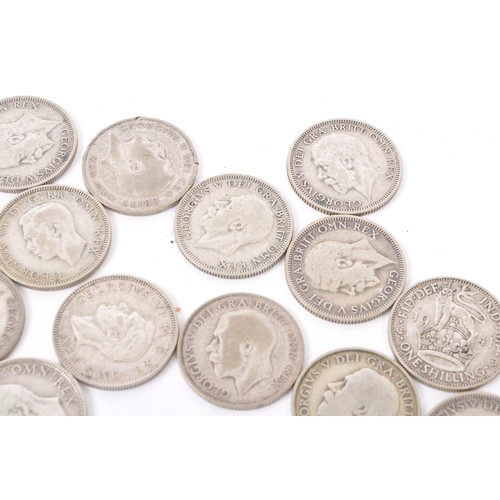 484 - A collection of approximately 66 pre-1947 1920s, 1930s & 1940s British one shilling coins. Mixed sil... 