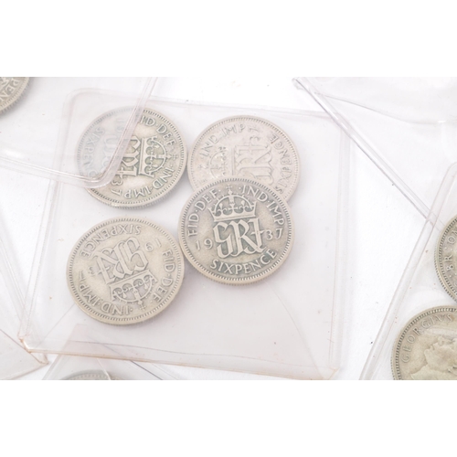 488 - A collection of approximately seventy five pre-1947 1920s, 1930s & 1940s British sixpence coins. Mix... 