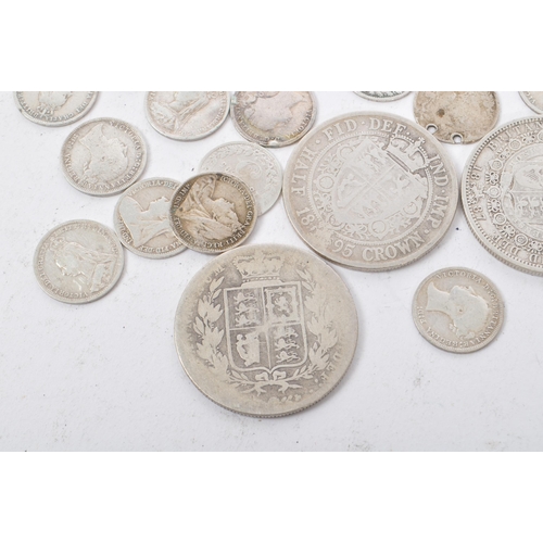 491 - A collection of 19th Century Victorian .925 silver coins to include: 1874, 1887, 1895 & 1900 half cr... 