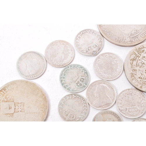 491 - A collection of 19th Century Victorian .925 silver coins to include: 1874, 1887, 1895 & 1900 half cr... 