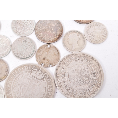 491 - A collection of 19th Century Victorian .925 silver coins to include: 1874, 1887, 1895 & 1900 half cr... 