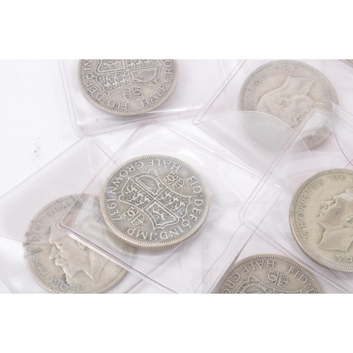 493 - A collection of approximately forty two 1930s & 1940s British half crown coins. Mixed 925 silver con... 