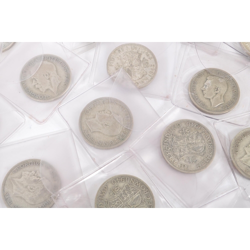 493 - A collection of approximately forty two 1930s & 1940s British half crown coins. Mixed 925 silver con... 