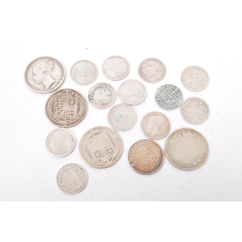 497 - A collection of 19th Century Victorian .925 silver coins to include: 1876, 1879 & 1893 half crowns; ... 