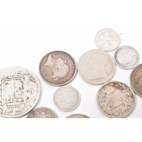 497 - A collection of 19th Century Victorian .925 silver coins to include: 1876, 1879 & 1893 half crowns; ... 