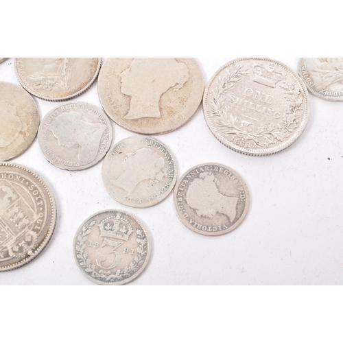 497 - A collection of 19th Century Victorian .925 silver coins to include: 1876, 1879 & 1893 half crowns; ... 