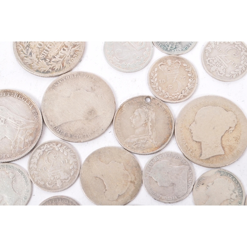 497 - A collection of 19th Century Victorian .925 silver coins to include: 1876, 1879 & 1893 half crowns; ... 