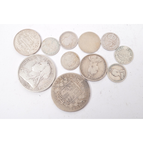 497 - A collection of 19th Century Victorian .925 silver coins to include: 1876, 1879 & 1893 half crowns; ... 