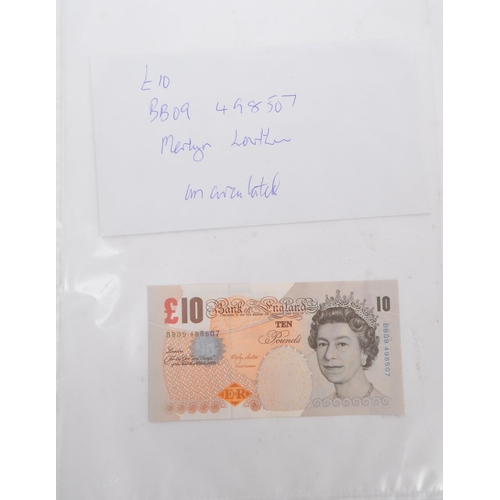 518 - A collection of uncirculated Bank of England £10 notes to include the following. Chief Cashier Merly... 