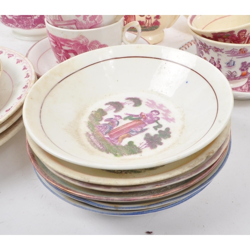 53 - Collection of 18th / 19th century Sunderland porcelain china. Comprising of milk jugs, cups, saucers... 