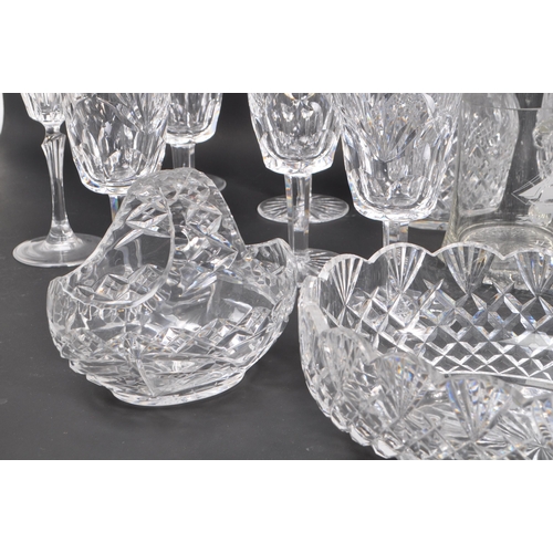 54 - A large collection of 20th Century vintage cut glass crystal items to include five decanters with st... 