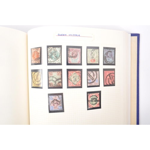 546 - A collection of 19th and 20th century British postal stamps. The stamps housed in a single stamp alb... 