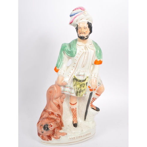 56 - A Victorian 19th century ceramic Staffordshire figure / statue. Circa 1860 depicting The Lion Slayer... 