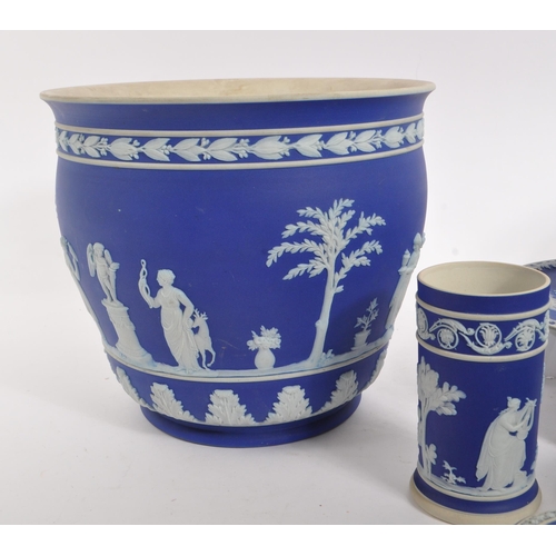 62 - Wedgwood - A collection of early 20th century Wedgwood Jasperware Portland Blue decorative ceramics.... 