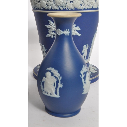 62 - Wedgwood - A collection of early 20th century Wedgwood Jasperware Portland Blue decorative ceramics.... 