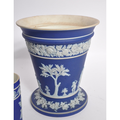 62 - Wedgwood - A collection of early 20th century Wedgwood Jasperware Portland Blue decorative ceramics.... 