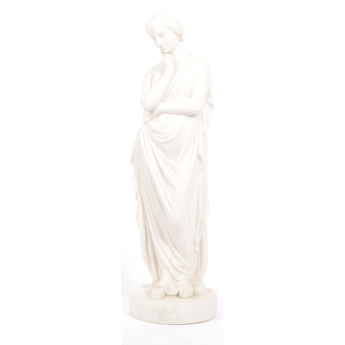 77 - Collection of 3 19th century Parian ware biscuit glazed neo classical figures to include lady in dra... 