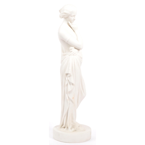 77 - Collection of 3 19th century Parian ware biscuit glazed neo classical figures to include lady in dra... 