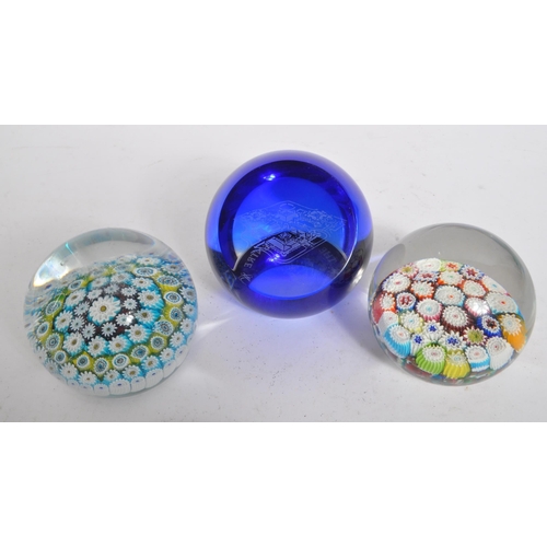 81 - A collection of 20th century millefiori studio art glass paperweights. The collection to include fiv... 