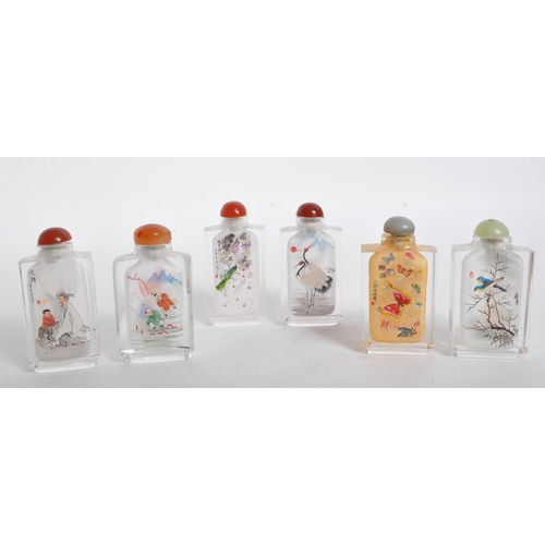 83 - A collection of six vintage 20th century Chinese glass scent bottles.The scent bottles each of recta... 