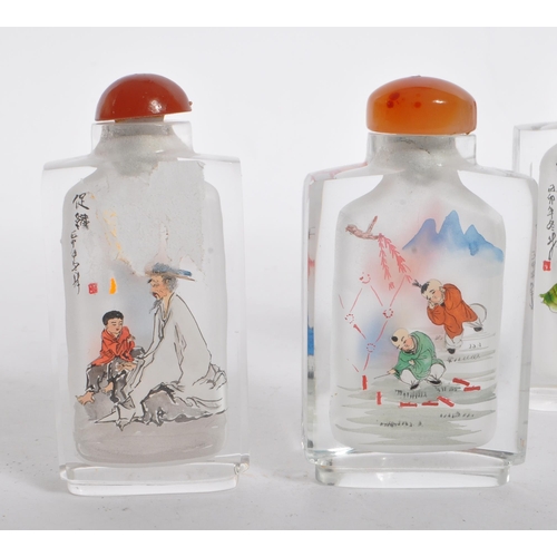 83 - A collection of six vintage 20th century Chinese glass scent bottles.The scent bottles each of recta... 