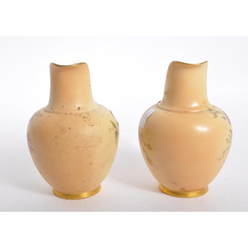 84 - Royal Worcester - Two late 19th century circa 1890s Royal Worcester flat back porcelain jugs. The ju... 