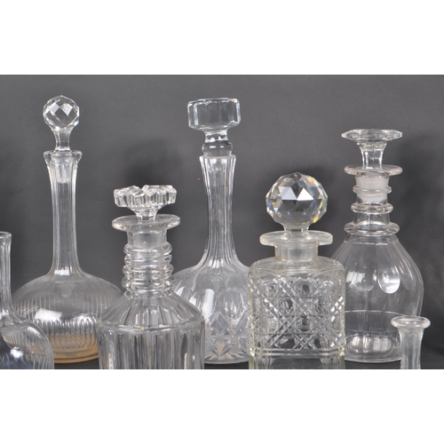 87 - A collection of early to late 19th century George III & Victorian cut glass decanters. To include ri... 