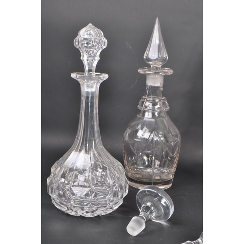 90 - A collection of George III & Victorian 19th century cut glass decanters. To include pairs of ring ne... 