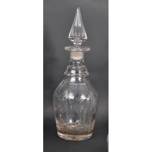 90 - A collection of George III & Victorian 19th century cut glass decanters. To include pairs of ring ne... 