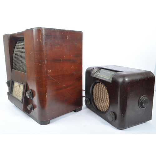 405 - HMV - An early 20th century 1930s HMV #653 valve radio, alongside a later 1950s Bush DAC 90 valve ra... 