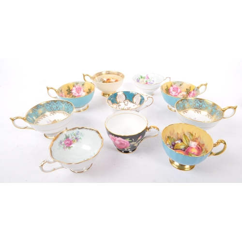 74 - Aynsley - A collection of ten 20th Century fine bone china porcelain cabinet teacups majority stampe... 