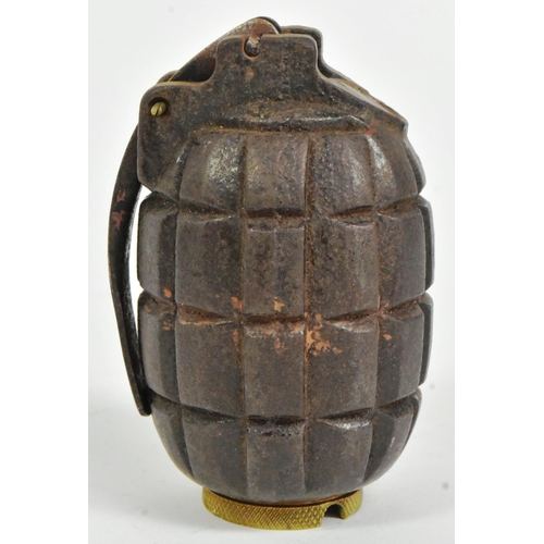 101 - A WWI First World War British Army INERT No. 5 mills bomb / hand grenade with lever, ring and pin. T... 