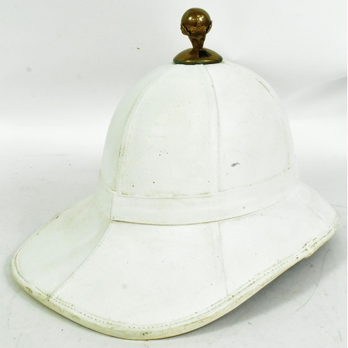 122 - A 20th Century Queen Elizabeth II era Royal Marines Band Wolseley pith / topee helmet. White rigid f... 