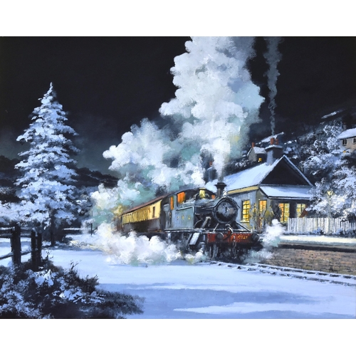 123 - Alan King (British, 1946-2013) - an original ' Steam Under Way ' Great Western Railways oil on canva... 