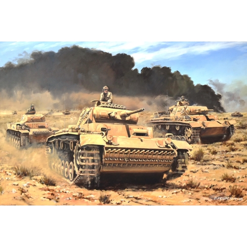 125 - David Pentland - an original oil on canvas painting titled ' Battle for Gazala ' by David Pentland. ... 