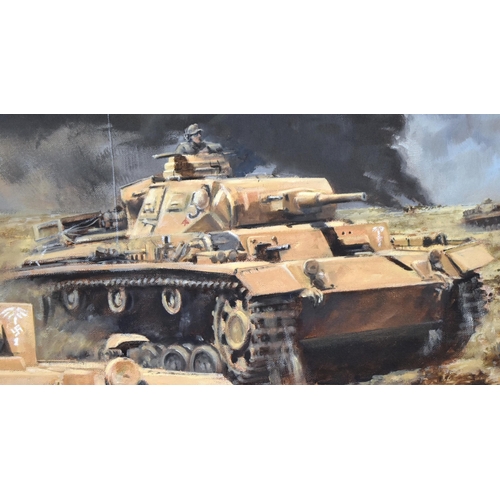 125 - David Pentland - an original oil on canvas painting titled ' Battle for Gazala ' by David Pentland. ... 