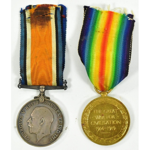 127 - A WWI First World War medal pair awarded to one 10044 Pte V.G Hewer of the Border Regiment. Medals c... 