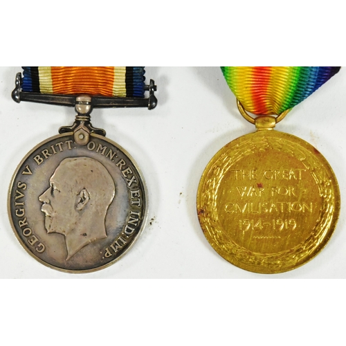 127 - A WWI First World War medal pair awarded to one 10044 Pte V.G Hewer of the Border Regiment. Medals c... 